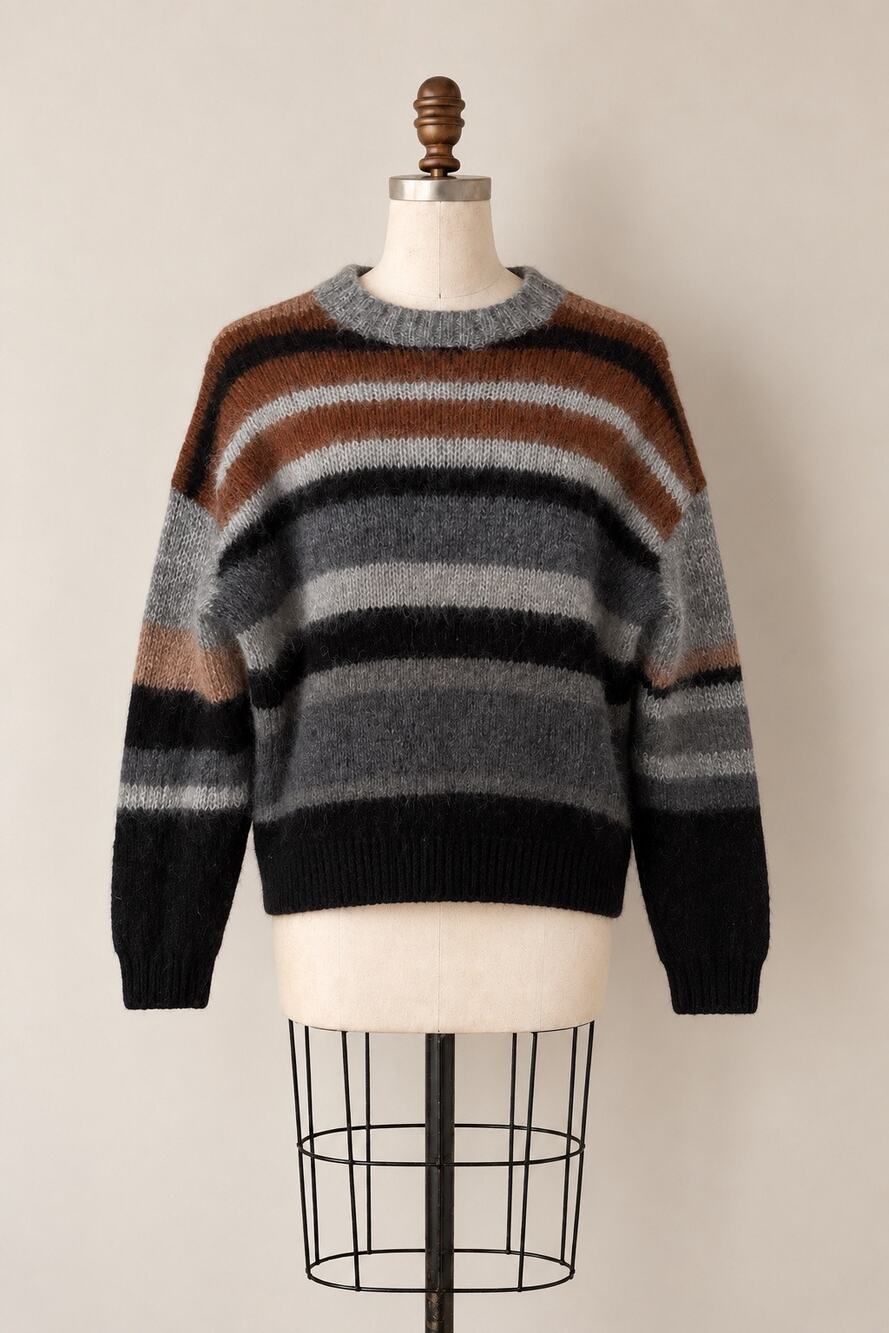 AF Agger Striped Mohair & Merino Wool Sweater
